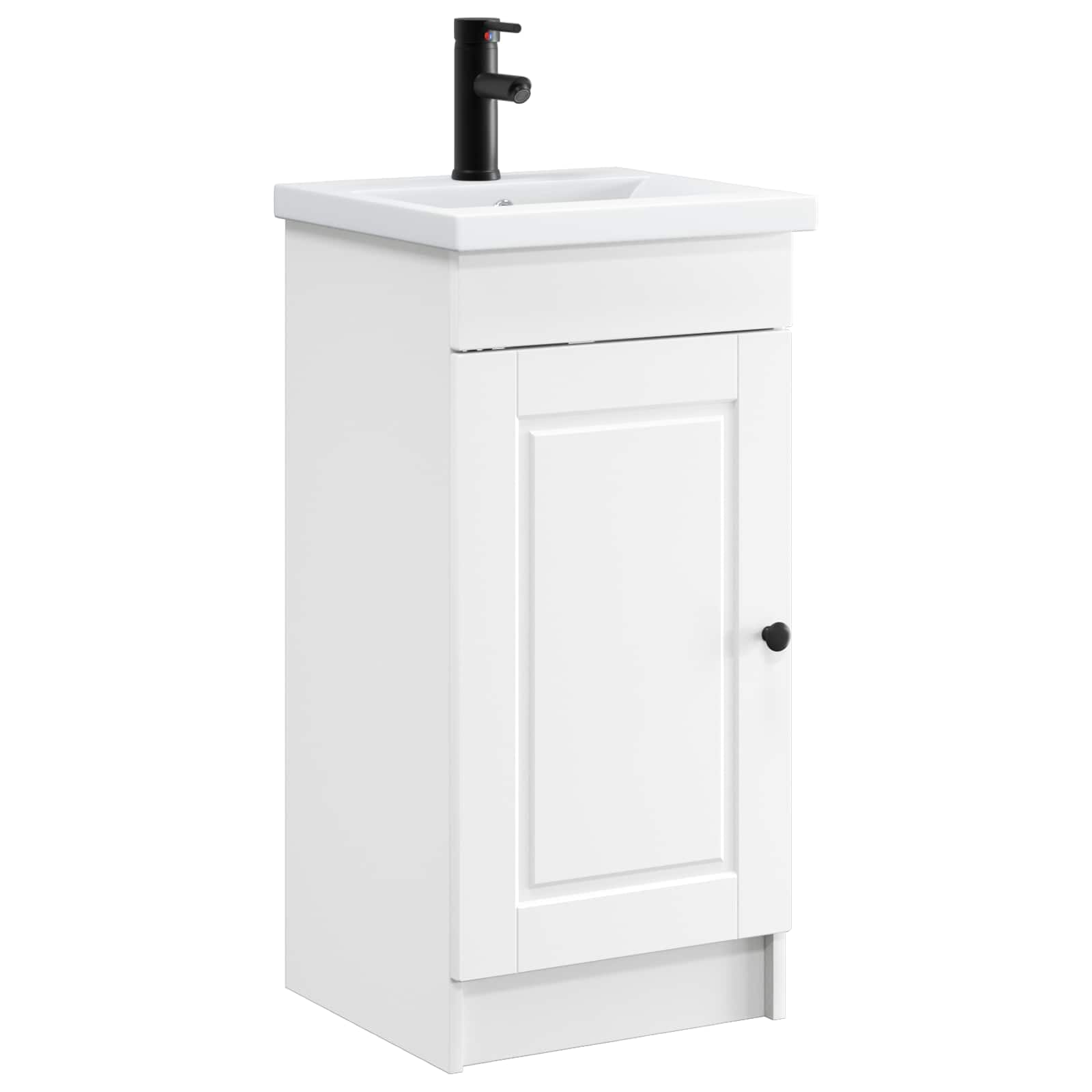 Mueble de baño con lavabo blanco, ideal para optimizar el espacio en tu aseo de invitados