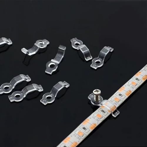 Image of 100 Pack LED Strip Mounting Clips, Installation Accessory for LED Light Strips, Flexible Mounting Solutions for 8mm Wide Waterproof Strip Lights