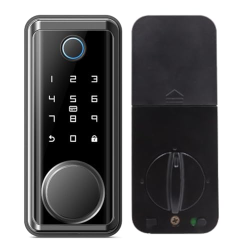 Pesfehhy Cerradura de Puerta Electrónica para Cerradura Tuya con Cerradura de Cerrojo Cerradura de Huella Digital Entrada Sin Llave con Aplicación Desbloqueo Remoto