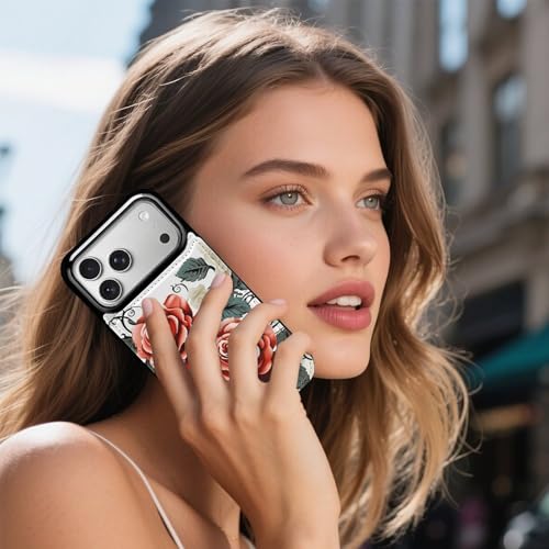 Coque fine iPhone 17抗震 protection motif fleurs et rangement carte