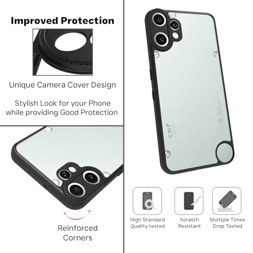 Image of RIGGEAR Shockproof Tough Hybrid Armor Back Cover Case for CMF by Nothing Phone 2 Pro /CMF Phone 2 Pro (Clear PC and Black TPU Bumper)