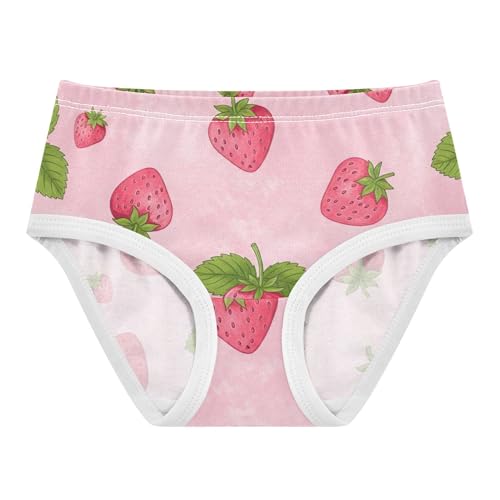 Cute Pink Strawberries Leaves Pink Toddler Girls Underwear 2t Cotton Girl Panties Cute Bright Briefs Underpants