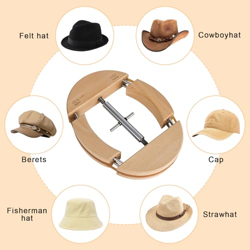 bssmmai Hutspanner Hutausweiter Holz Einteiliger Hutständer, Vierfache Huthalterung, Geeignet für Hüte der Größen 54, 55, 56, 57, 58, 59, 60, 61, 62, 63, 64, 65 und 66