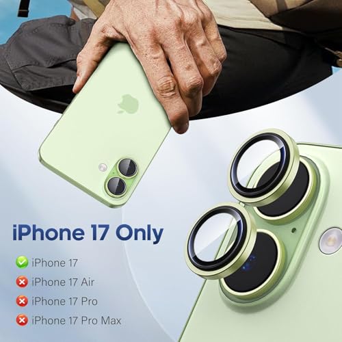 Image of for iPhone 17 Camera Lens Protector Original Individual Lens Screen Protector | 9H Hardness, Scratch-Resistant, Case Friendly (Green)