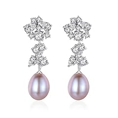 01-Purple Pearl Dangle Earrings