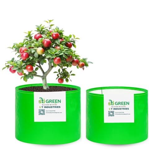 Image of HDPE Grow Bags for Plants 18X24 Inch (Pack of 2) | 260 GSM Heavy Duty UV-Protected Round Green Colour Plant Bags for Terrace and Vegetable Gardening | Strong & Reusable|