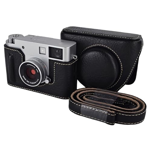 Funda de piel sintética X-Half negra con correa para cámara