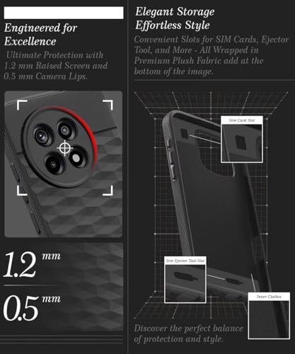 Image of WOW IMAGINE Back Cover for 1+ OnePlus 13R 5G with Hexa Cube Design | Ultra Slim Soft Rubberised Case | Inner Velvet Fabric | Matte Silicone Flexible Mobile Case | Camera Protection - Black