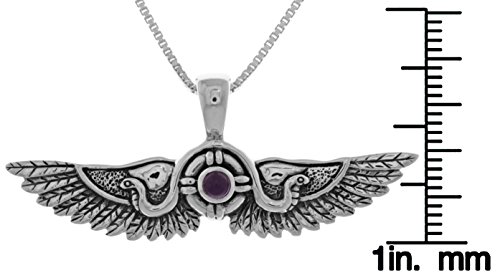 Egyptian Isis Wings Sterling Silver Pendant Necklace 18" Amethyst3