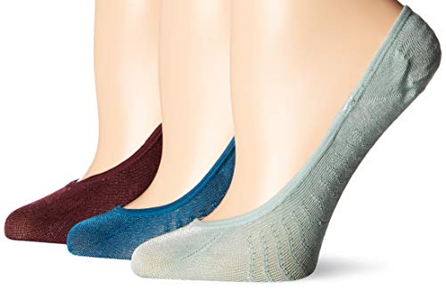 Sperry Top-Sider Women's 3 Pack Shiny Nylon Micro No Show Liner Socks, fig assorted, Shoe Size: 5-10