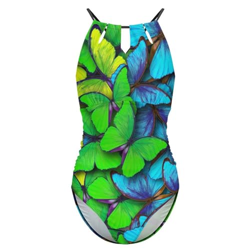 Swimsuit monokini violet imprimé papillon une pièce tendance pour le bain