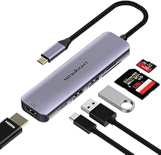 USB C Hub USB-C to HDMI Adapter - Newmight 6 in 1 USB C Docking Station with 100W Power Delivery HDMI 4K@30HZ USB3.0 Fast Data Transfer SD/TF Card Reader, for MacBook and Other Type C Devices
