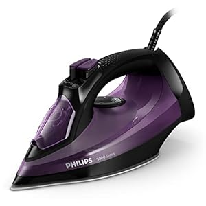 Philips 5000 Series Dampfbügeleisen – 2400 W, konstante Dampfleistung 45 g/min, Dampfstoß 180 g, Vertikaldampf, SteamGlide Plus Bügelsohle, schwarz/lila (DST5030/80)