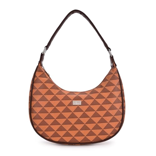 Image of K London Women's Vegan Leather Half Moon Bag | Stylish Black Shoulder Hobo | Compact Baguette Purse for Office, Casual, Party & Travel Use