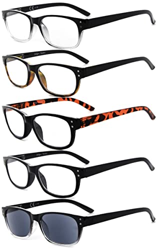 Image of Eyekepper Classic Reading Glasses for Men 5 Pack Spring Hinges Readers