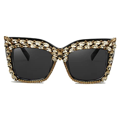 willochra Oversized Diamond Sunglasses Women Rhinestone Cat Eye Sunglasses Vintage bling party sunglasses Eyewear