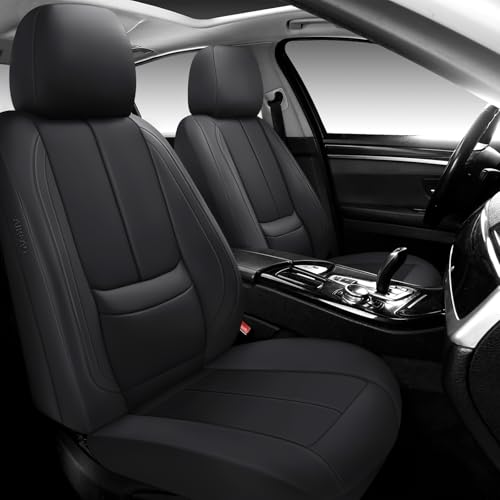 Isen-CoverAuto Full Coverage Leather Car Seat Covers Full Set,Waterproof Seat Covers for Cars,SUVs Pick-up Truck, Car Seat Cushion,Car Seat Protector,Black Seat Cover with 5 Seats