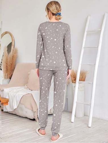Ekouaer 2 Pack Pajama Sets for Women,Long Sleeve Top Jogger Pant Loungewear - image 4