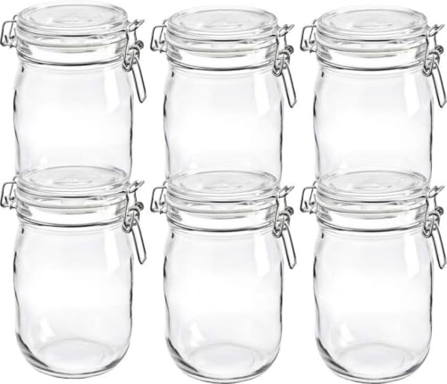 Tarro - Tarro de almacenamiento - Transparente - 1 Litro - 6 piezas