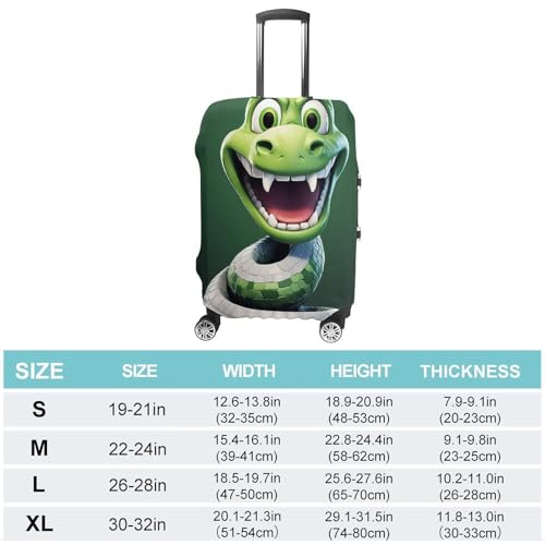 Cartoon Snake Green Luggage Cover, Washable Elastic Suitcase Cover Protector Fit 18-32 Inch Luggage2