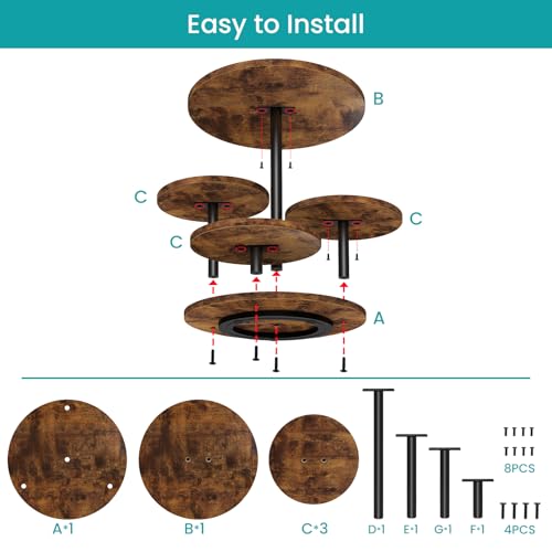 Eliteroo XZDGJ-4 Tier Round Cupcake Tower Stand For 50 Cupcakes, Wooden Rotatable Cake Stands With Tiered Tray, Farmhouse Wood Dessert Display Platter thumb #5