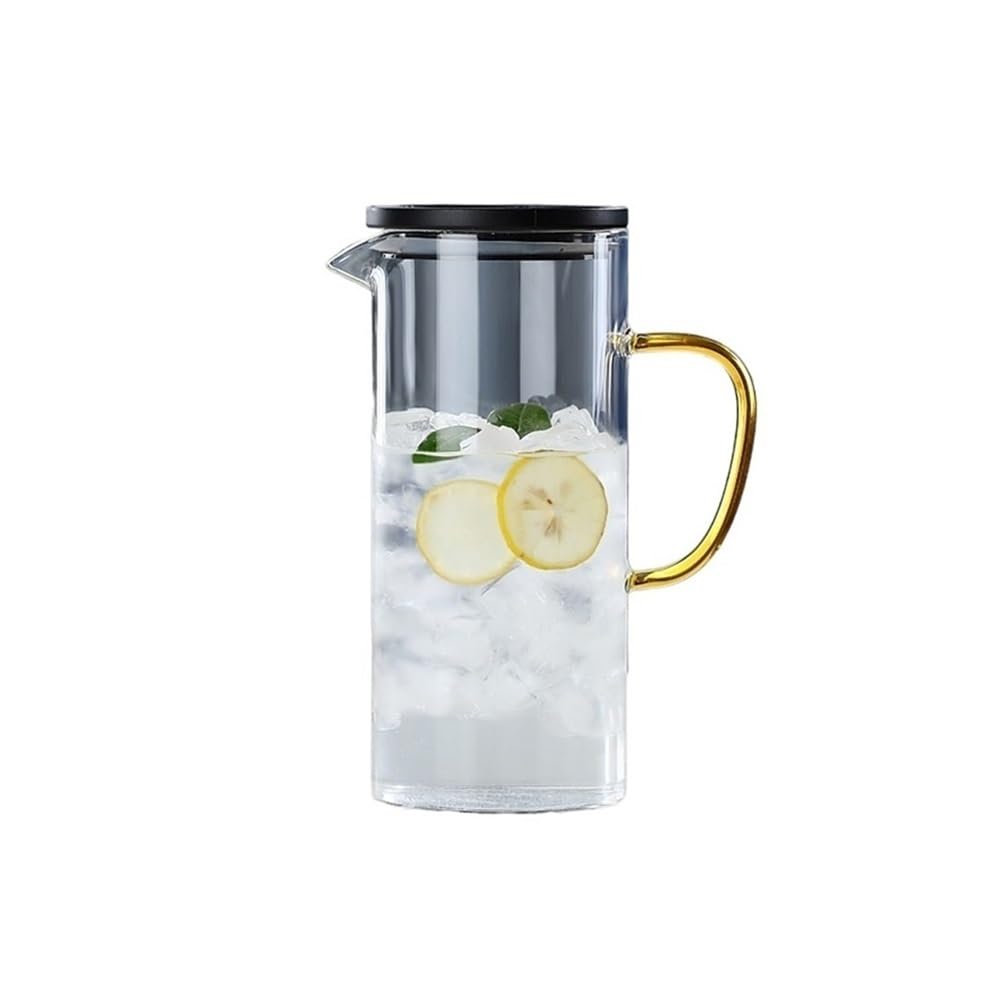 MYUYEE Water Carafe Thickened Glass Cold Water Pitcher, Household Juice Kettle With Handle, High Borosilicate Juice Iced Tea Beverage Carafe Water Jugs (Transparent)