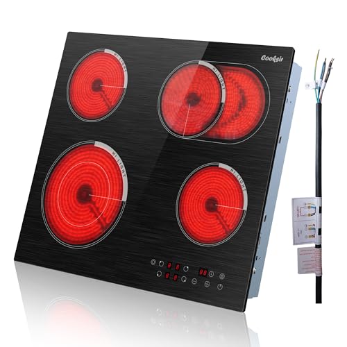Cooksir - Placa Vitrocerámica Empotrable 4 Zonas Autónomas 60 cm con Área Ovalada Extensible - Control Táctil, Temporizador, Bloqueo de Seguridad, Diseño en Madera Gris Oscuro, 240 V (sin Toma)