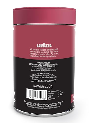 Image of Lavazza Il Mattino Bold |Pure Ground Coffee|Blend Of Arabica & Robusta| Medium Roast|Notes Of Wood,Cocoa & Spices|Intensity 5|200 G Tin,Bottle (Pack of 3)