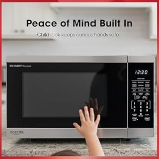 Sharp 1.4 Cu Ft 1100W Stainless Steel Countertop Microwave with Sensor Cook and Inverter Technology, Carousel Turntable, Auto Defrost, Child Lock and Even Heating – Precision Cooking for Home Kitchens
