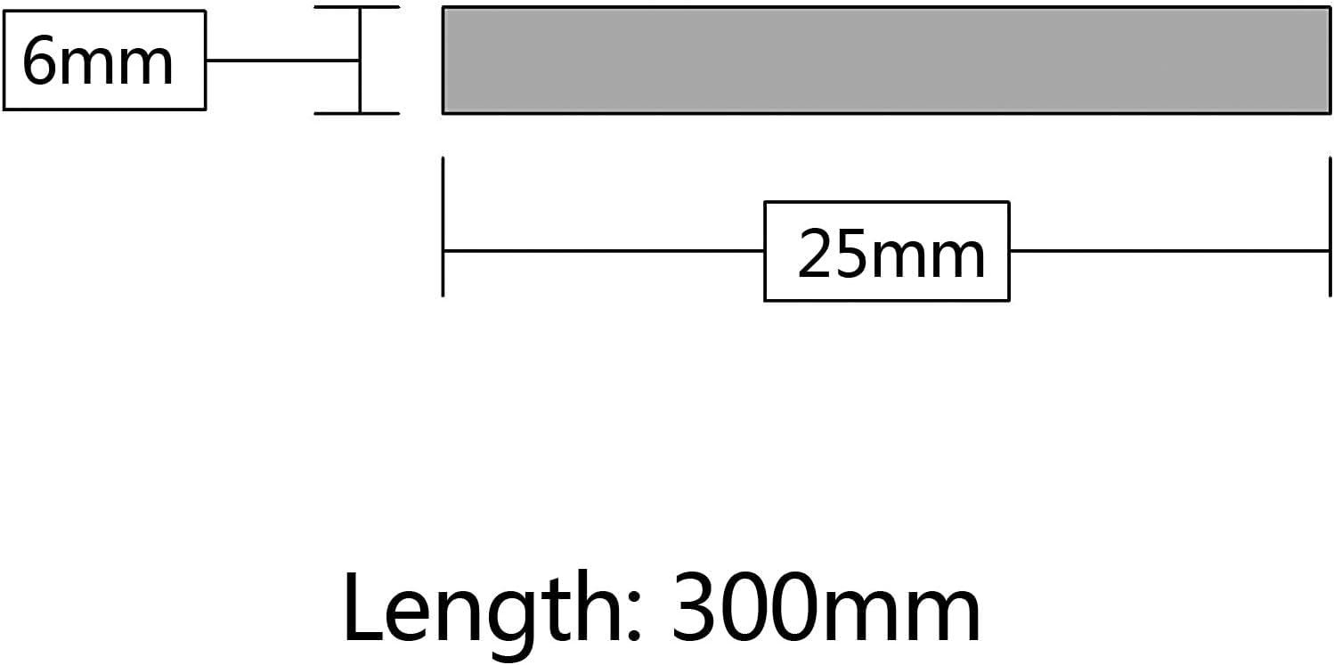 Aluminiumplatte, Flachstahl Flachstange aus Edelstahl 304, 2 Stück, 300 mm, Massive Edelstahlstange, Dicke 6 mm, Breite 10–50 mm(6x25x300mm)