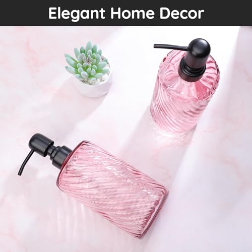 Image of Segbeauty Soap Dispenser Set, 2 Pack Refillable Glass Soap Dispenser with Stainless Steel Pump, 500ml Empty Shampoo and Conditioner Bottles for Bathroom and Kitchen Farmhouse Decor