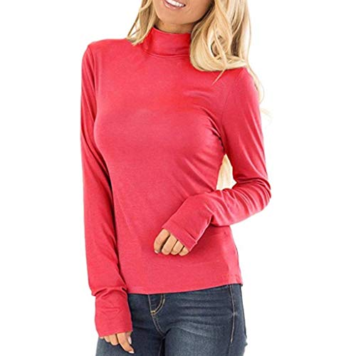 Preisvergleich Produktbild TEBAISE Rollkragenpullover Damen Elegant Kuscheliger Langarm Strickpullover Rollkragenpulli Softer Rollkragen Langarm Pullover 2019 Winter Weich Stehkragen Langarm Shirt Dünn Schwarz Unterhemd