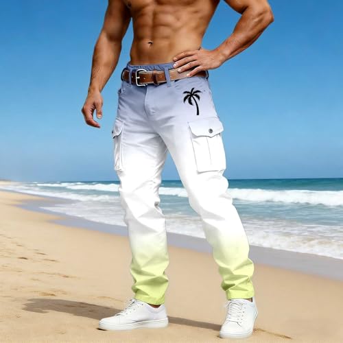 Pantalon cargo long pour homme ample à taille élastique