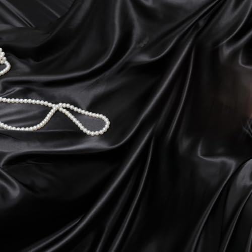 Image of Lanest Housing Silk Satin Sheets, Queen Size Satin Bed Sheet Set with Deep Pockets, Cooling Soft and Hypoallergenic Sheets Queen - Black