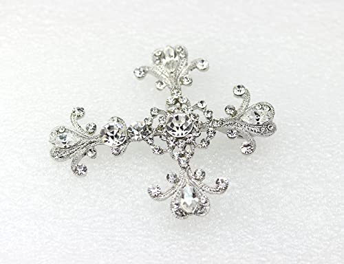 Image of Faship Gorgeous Rhinestone Crystal Cross Crucifix Pin Brooch