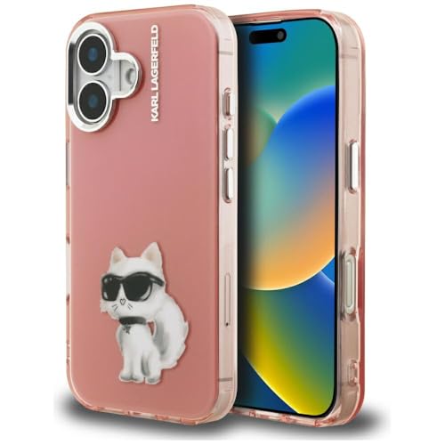 CG MOBILE Karl Lagerfeld IML Aquarelle Choupette & Logo Coque pour iPhone 16 (rose)