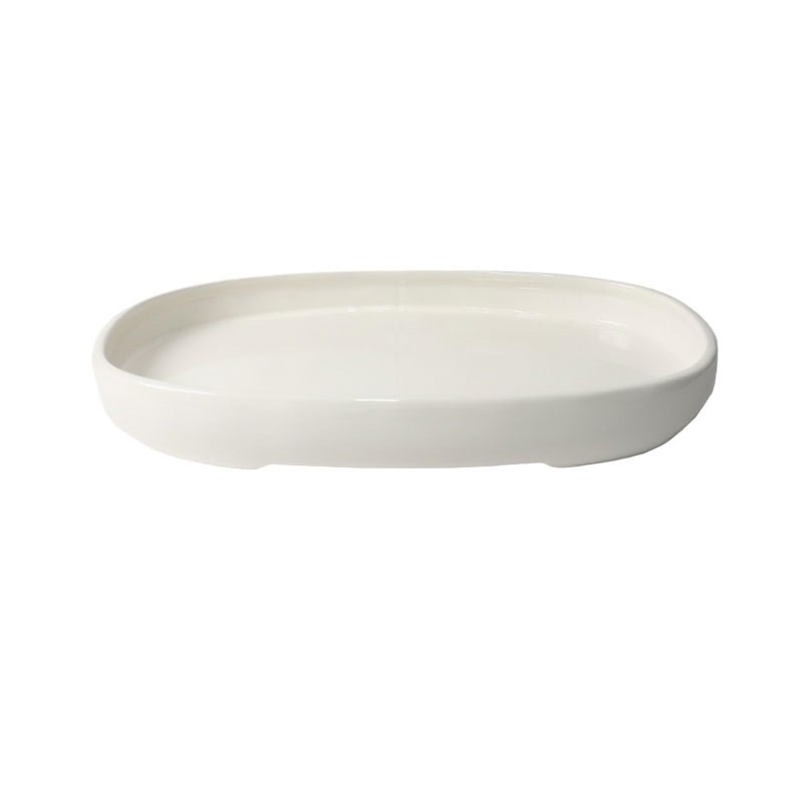 K5C7S3W9D6 plant dish saucer Minimalist Home Ceramic Drip Tray Large Oval Flower-arranging Decoration Vessels(White)