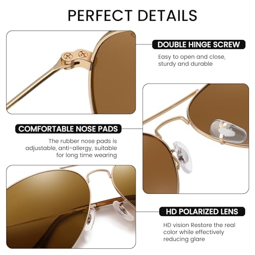 Image of DUCO Classic Aviator Sunglasses for Men Women Retro Polarized Sun Glasses UV400 Protection Driving Fishing 3025
