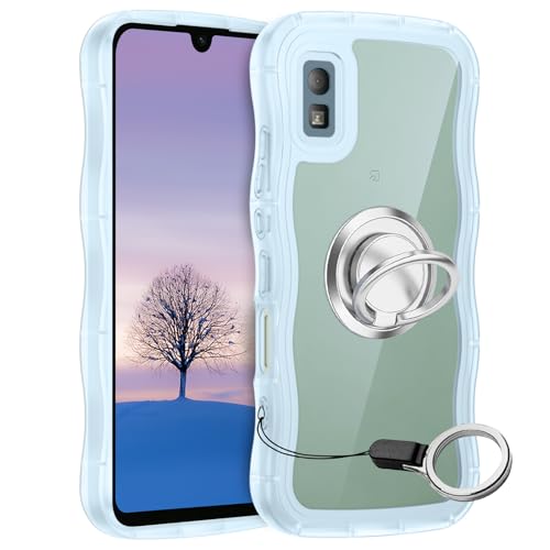 Amazon.co.jp: AQUOS wish wish2 ケース ブルー ウェーブ リング付き