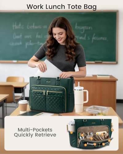 Image of LOVEVOOK Work Bag with Lunch Compartment, 15.6-Inch Teacher Tote for Women