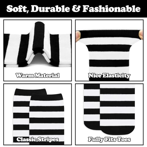 Image of Sarfel Kids Soccer Socks Toddler Soccer Socks Girls Boys Soccer Socks Kids Tube Socks with Stripes Toddler Knee High Socks, 2 Pack Black /White Stripe, Red /White Stripe, 3-6 Years