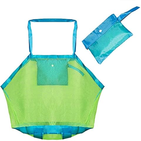 SSKHE Kids Beach Toys Quick Storage Bag Sand Digging Tools Sundries Storage Mesh Bag Portable Beach Bag Blue Bag Green Mesh Bag 45*30*45cm Cover