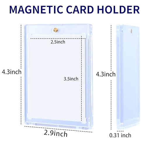 QTYORD 5 Pack 35PT Magnetic Card Holder for Trading Cards, One-Touch Card Case Holder for Baseball Football Sports MTG TCG Collectable Cards
