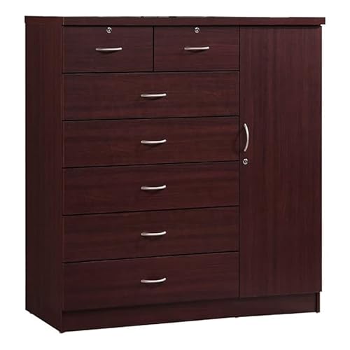 Pemberly Row Contemporary 7 Drawer Wood Chest With 2 Locking Drawers In Mahogany #TOP19