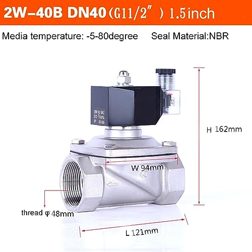 Électrovanne d'eau DN40 en acier inoxydable haute durabilite et joint NBR 230V AC