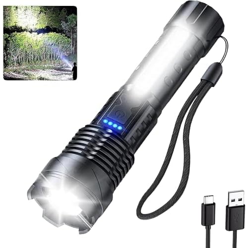 Sogidon Flashlights High Lumens Rechargeable, 1,000,000 Lumen Super Bright Led Tactical Flashlight Battery Powered with 7 Light Modes, USB C, Waterproof, Zoomable, Powerful Handheld Small Flash Light
