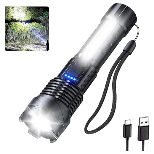 Sogidon Flashlights High Lumens Rechargeable, 1,000,000 Lumen Super Bright Led Tactical Flashlight Battery Powered with 7 Light Modes, USB C, Waterproof, Zoomable, Powerful Handheld Small Flash Light