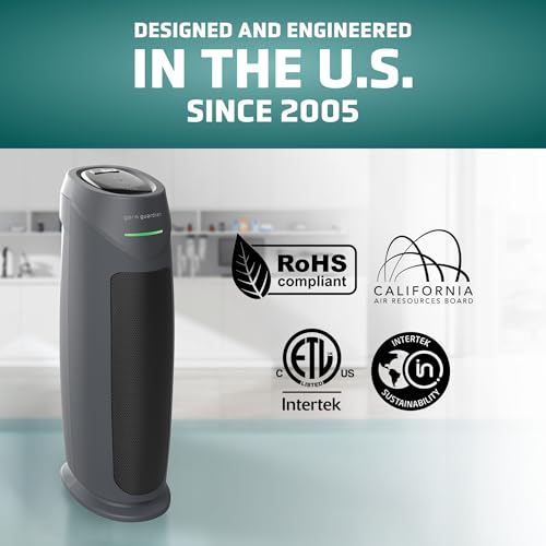 Image of GermGuardian HEPA Indoor Large Room Air Purifier for Home - Pet Dander, Dust, Pollen, Smoke, and Odors in Bedroom, Office, and Kitchen - Air Quality Monitor and UV-C Light Combo - Gray