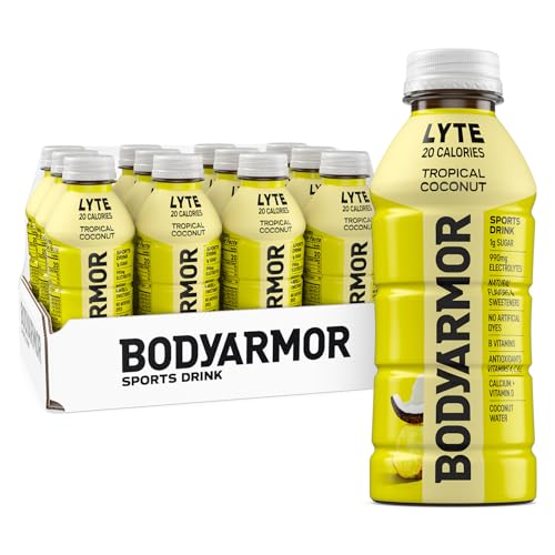 BODYARMOR LYTE, Tropical Coconut, Electrolyte Drink, 20 Calories, 16 Fl Oz Bottles (12 Pack), Coconut Water Sports Drink, Natural Flavor & B Vitamins