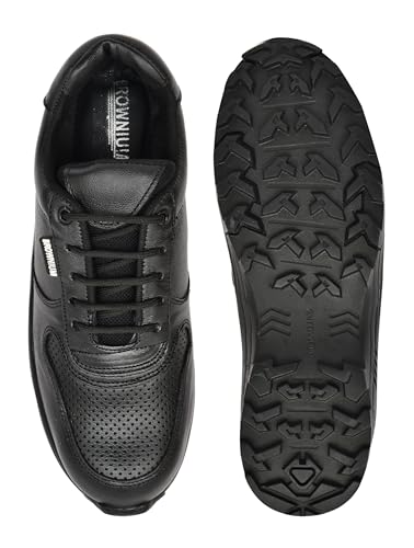 Image of Men's Black Industrial Safety Shoes, Size 10, Steel Toe, Oil Resistant Sole, Genuine Leather, Breathable, Comfortable, Lightweight